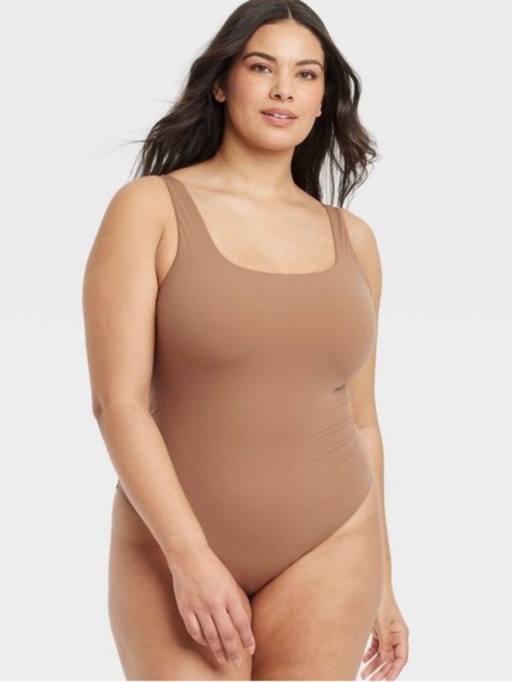 Auden Nude Brown Scoop Neck Shapewear Bodysuit